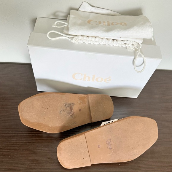 Chloe Woody Flat Logo Ribbon Slide Sandals - Picture 3 of 3